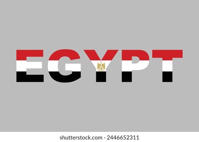 Egypt Word with heart shape, National Egypt flag Vector illustration, Flag of the Arab Republic of Egypt, Illustration Flag of Egypt, Symbol of patriotism and freedom, Egyptian sign, Africa

