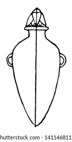Egyptian Amphora had a narrow neck and a handle which was shaped like a vase, vintage line drawing or engraving illustration.