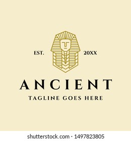 egyptian ancient god face head line art geometric logo icon vector template