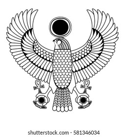 Egyptian ancient symbol, isolated figure of ancient egypt deities.Horus.