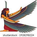 Egyptian ancient symbol.Religion icon.Egypt deiteis.Culture.Design element.Isis.