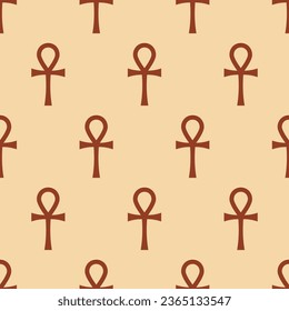 Egyptian ankh cross vector seamless pattern