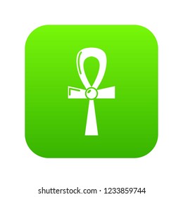 Egyptian ankh icon green vector isolated on white background