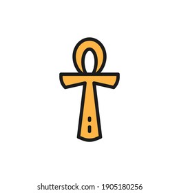 Egyptian ankh, religious symbol color line icon. Isolated on white background