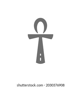 Egyptian ankh, religious symbol grey icon. Isolated on white background