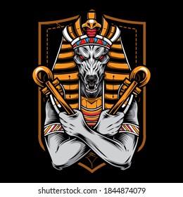 egyptian anubis character vector illustration