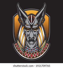 egyptian anubis head vector illustration