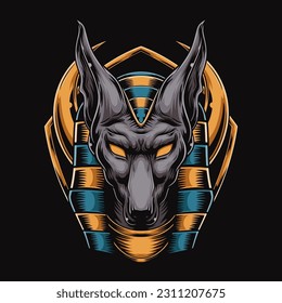 egyptian anubis head vector illustration