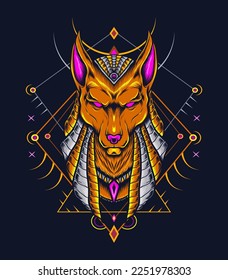 Egyptian Anubis with sacred geometry