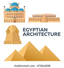 Egyptian Architecture. Modern flat design. 