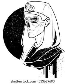 Egyptian astronomic art print with ancient king