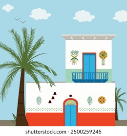 Egyptian Aswan house illustration design