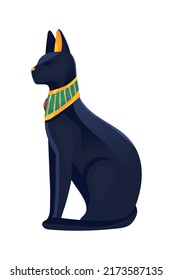 Egyptian Black Cat Statue Icon Stock Vector (Royalty Free) 2173587135 ...