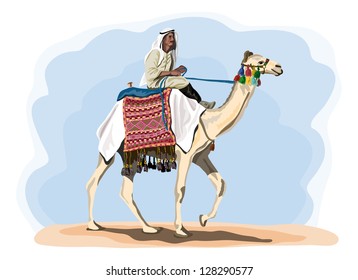 egyptian camel rider in traditional costume
