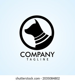 egyptian cat head logo with necklace in circle
