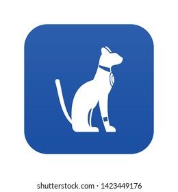 Egyptian cat icon digital blue for any design isolated on white vector illustration