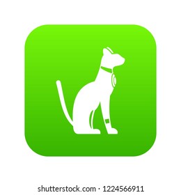 Egyptian cat icon digital green for any design isolated on white vector illustration