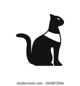 Egyptian cat icon in silhouette style. Egypt cat object vector illustration isolated on white background. Element of Egyptian culture and tradition