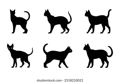 Egyptian Cat Silhouette Clipart Bundle, Sphynx Cat Vector Silhouette Set