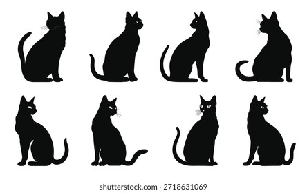 egyptian cat silhouettes vector set 