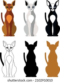 egyptian cat sticker set six pieces
