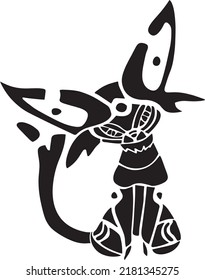 Egyptian Cat Vector Stencil, Black and White