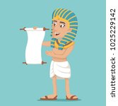 Egyptian character read scroll icon design cartoon vector illustration