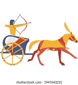 Egyptian Chariot With Archer Warrior Vector Isolated On White