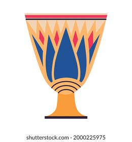 Egyptian Clay Vase with Old Floral Ornament Vector Illustration