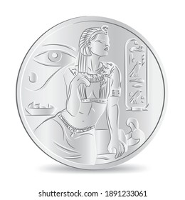 Egyptian cleopatra 2 oz bullion coin in vector illustration