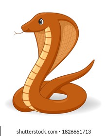 Egyptian cobra snake on a white background. Cartoon style vector illustration