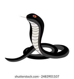 Egyptian cobra. A venomous animal. Reptiles. Vector stock illustration. Isolated on white background. 