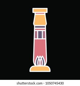 Egyptian column icon in cartoon style. Egyptian column object vector illustration isolated on black background. Element of Egyptian culture and tradition
