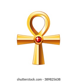 Egyptian cross ankh isolated on transparent background, photo-realistic vector illustration