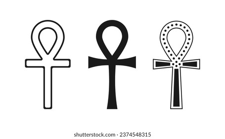 Egyptian cross ankh silhouette set different shape