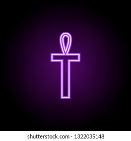 Egyptian cross outline icon. Elements of religion in neon style icons. Simple icon for websites, web design, mobile app, info graphics