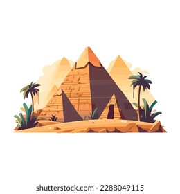 Egyptian culture illustrated in ancient pyramid shape isolated