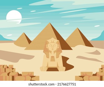 egyptian culture place with sphinx scene