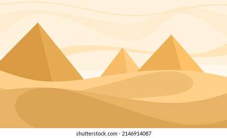 egyptian desert vector background with three pyramids and arid atmosphere