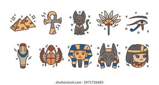 Egyptian Doodle Illustration Set Collection