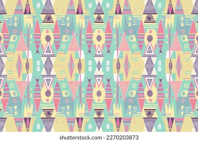 Egyptian ethnic seamless pattern bright pastel background. Abstract traditional folk old ancient antique tribal ethnic Egypt graphic line. Ornate elegant luxury vintage retro style for texture textile