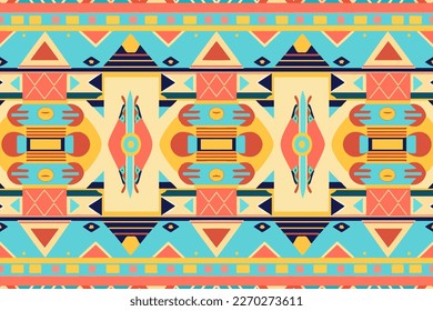 Egyptian ethnic seamless pattern bright pastel background. Abstract traditional folk old ancient antique tribal ethnic Egypt graphic line. Ornate elegant luxury vintage retro style for texture textile