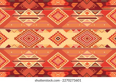 Egyptian ethnic seamless pattern light orange red background. Abstract traditional folk old ancient antique tribal ethnic Egypt graphic line. Ornate elegant luxury vintage retro for texture textile.