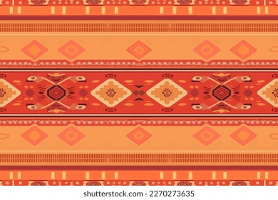 Egyptian ethnic seamless pattern light orange red background. Abstract traditional folk old ancient antique tribal ethnic Egypt graphic line. Ornate elegant luxury vintage retro for texture textile.