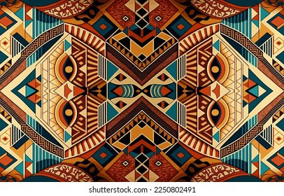 Egyptian fabric pattern. Abstract indigenous line art for ancient Egypt. Egyptian textile vector illustration ornate elegant luxury style. Art print design for clothing, carpet, wallpaper, backdrop.