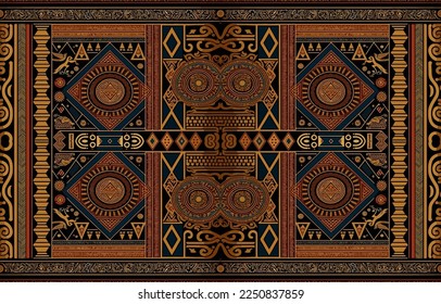 Egyptian fabric pattern. Abstract indigenous line art for ancient Egypt. Egyptian textile vector illustration ornate elegant luxury style. Art print design for clothing, carpet, wallpaper, backdrop.