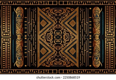 Egyptian fabric pattern. Abstract indigenous line art for ancient Egypt. Egyptian textile vector illustration ornate elegant luxury style. Art print design for clothing, carpet, wallpaper, backdrop.