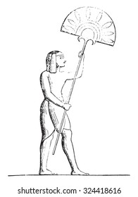 Egyptian Fan, vintage engraved illustration. Industrial encyclopedia E.-O. Lami - 1875.
