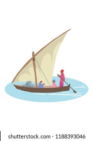 An Egyptian Feluka boat, or other type of primitive, traditional boat commonly seen in African waters