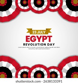 Egyptian flag for Egypt revolution day square banner background with realistic flag